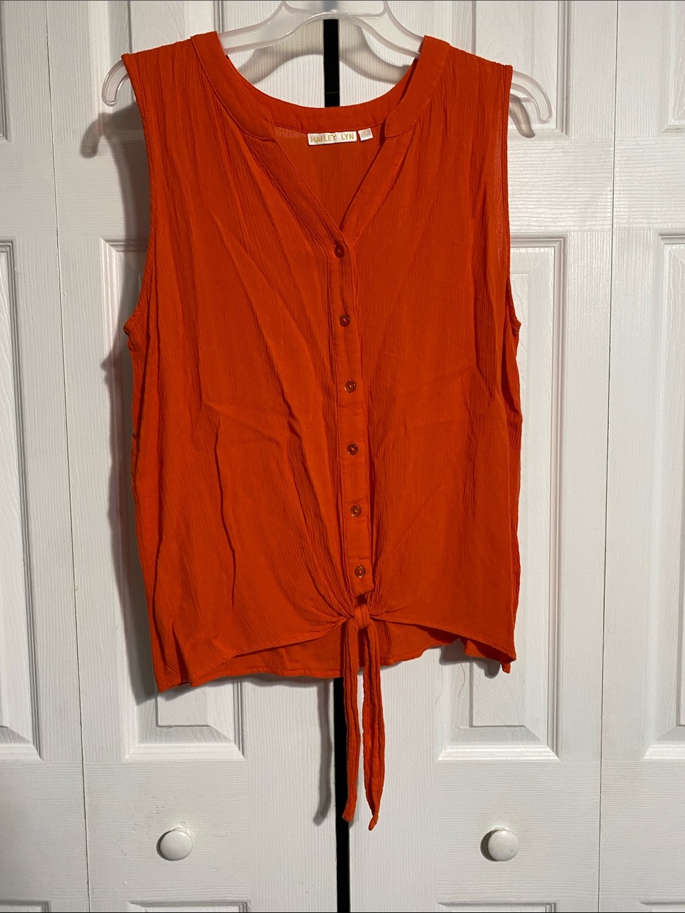 Hailey Lynn orange gauze top shirt blouse size LARGE